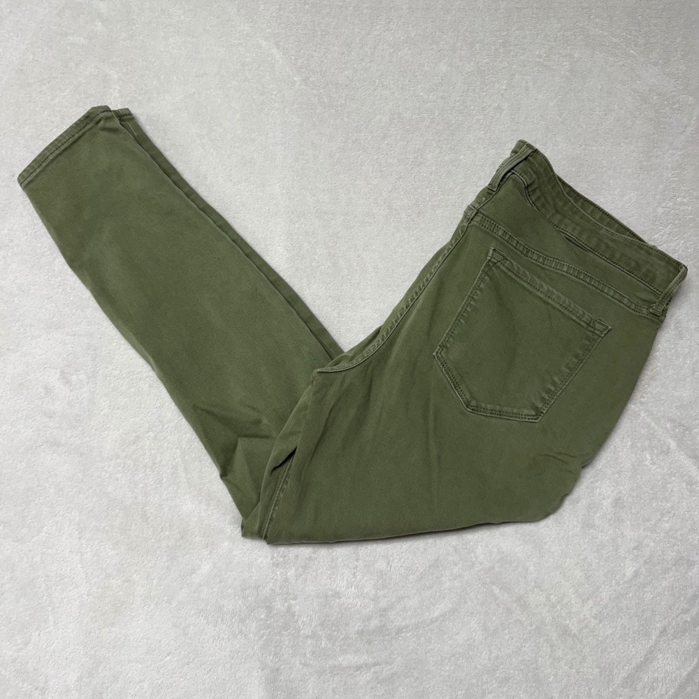 Old Navy Rockstar Mid-Rise Skinny Jeans Olive Green Distressed Womens 16 Regular